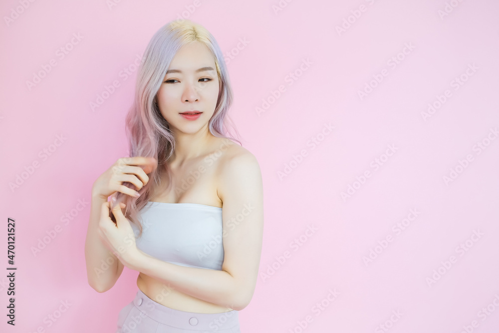posing beautiful asia woman posing on pink background, emotions action, beauty concept posing beautiful asia woman posing on pink background, emotions action, beauty concept