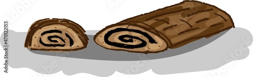 Bejgli, Hungarian traditional Christmas cake. Vector illustration