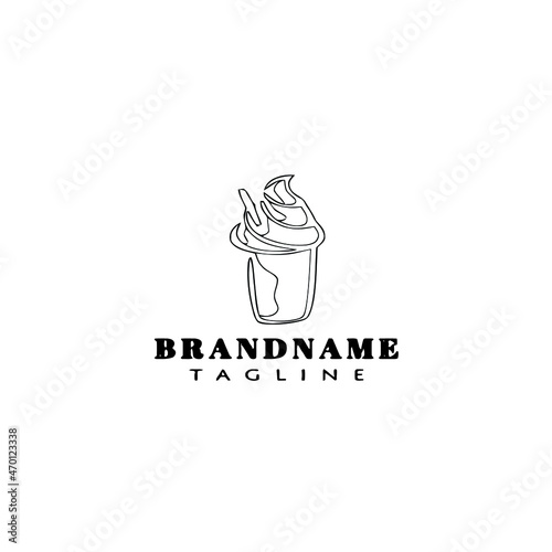iced coffee logo cartoon icon design template black vector illustration