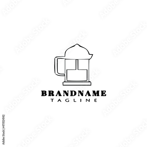 coffee pot logo cartoon icon design template black isolated vector cute