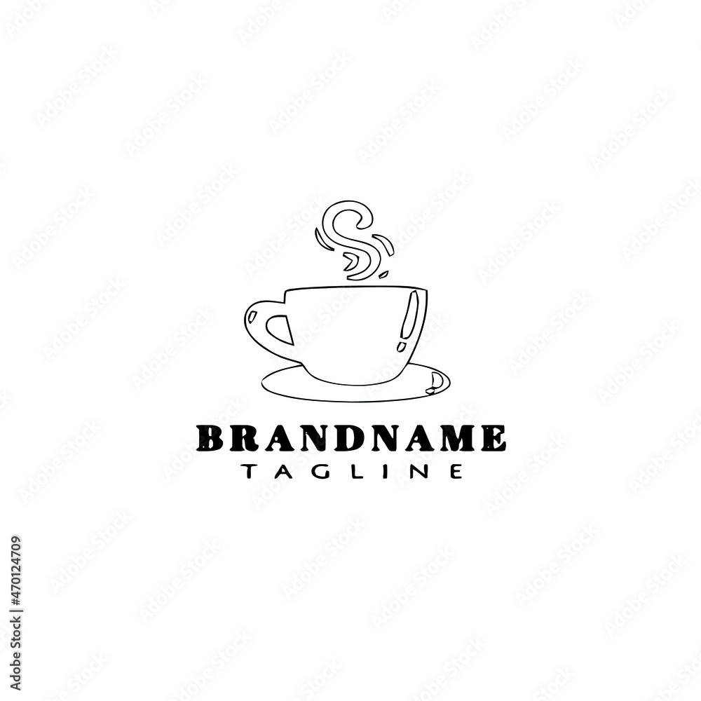 coffee cup logo cartoon icon design template black isolated vector