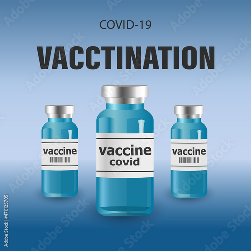Coronavirus vaccine. covid-19 coronavirus vaccination with realistic 3d vaccine bottle