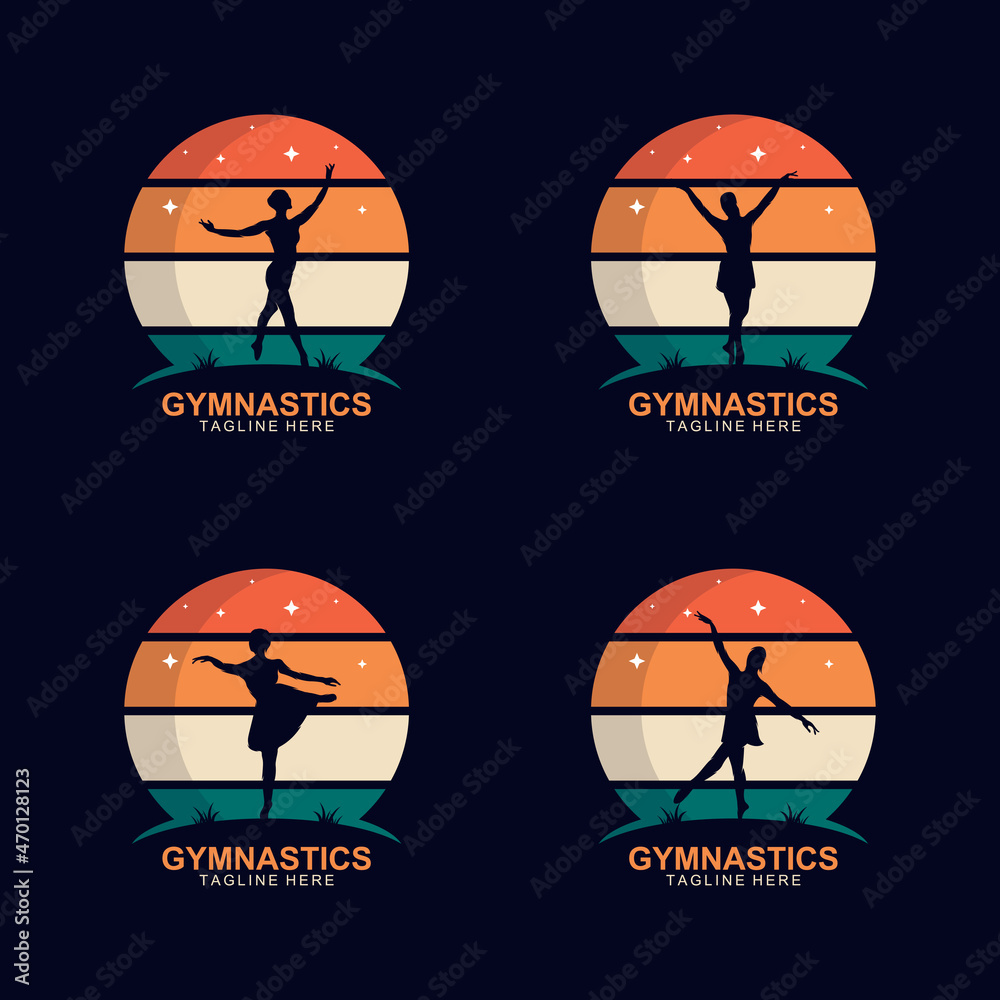 Silhouette of gymnastics logo design vector