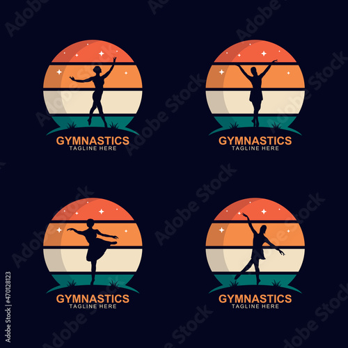 Silhouette of gymnastics logo design vector