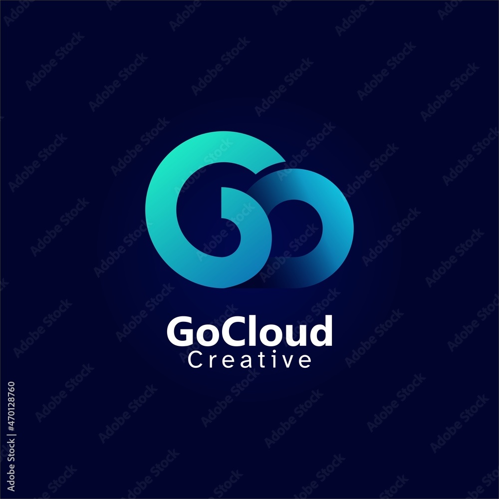 Obraz premium Modern Cloud logo letter GO gradient modern color
