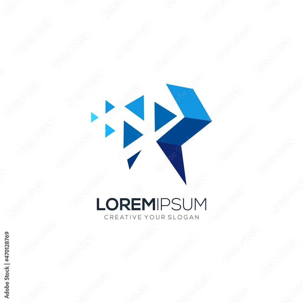 Modern geometric logo letter R technology Modern geometric logo letter R technology
