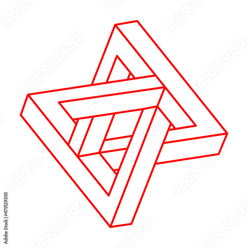 Impossible shapes. Sacred geometry. Logo. Optical illusion figure. Abstract eternal geometric objects.  Optical art. Impossible geometry shape on a white background. Line art.