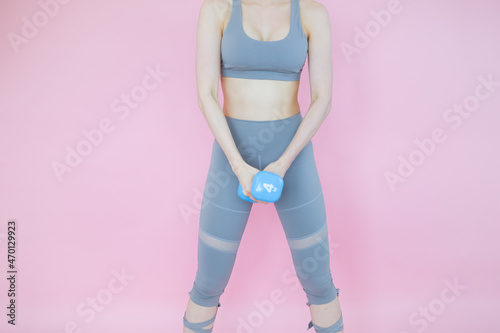beautiful asia woman on pink background, fitness sports and recreation concept