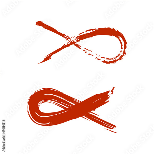Symbolic ribbon in grunge style. Cancer ribbon.Awareness ribbon.Vector Hand Made style. red ribbon isolated on white background