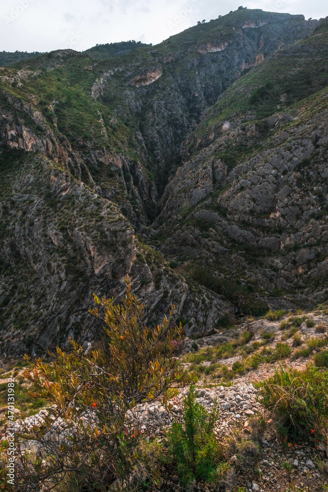 The ravine of the Amadoiro river from the Orxeta side in Alicante, Spain