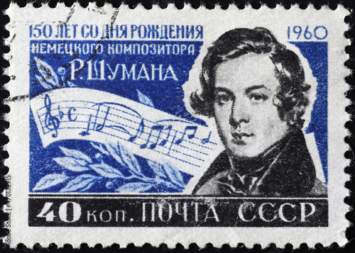 Robert Schumann portrait on russian postage stamp photo