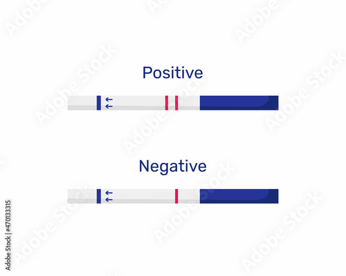 Positive and negative pregnancy tests isolated on white background. Vector illustration