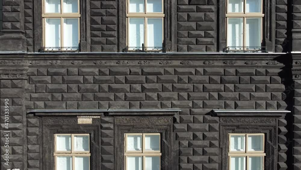 Facade of a European city building. Elements of architecture. Aerial drone view. Facade of a European city building. Elements of architecture. Aerial drone view.