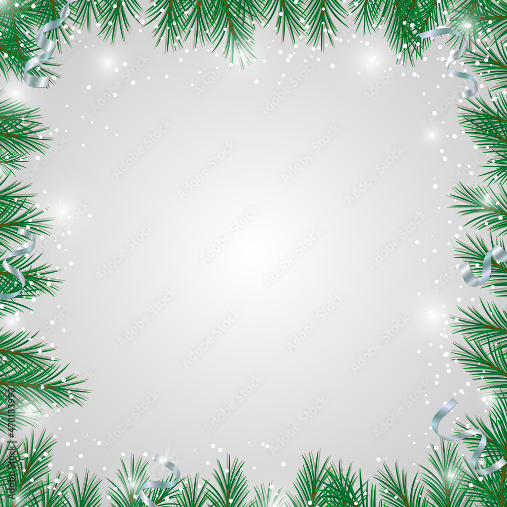 Christmas vector background with pine branches, serpentine and snow Christmas vector background with pine branches, serpentine and snow