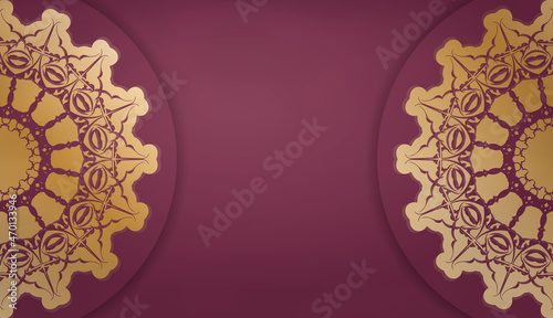 Burgundy banner with greek gold ornament for logo design