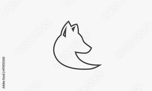 line icon curve fox isolated on white background.