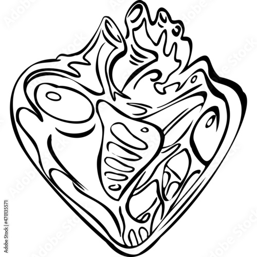 Realistic heart shaped drawn sketch vector illustration