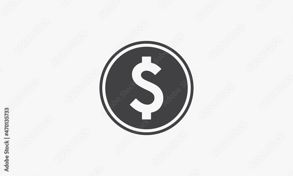 circle icon coin dollar isolated on white background. circle icon coin dollar isolated on white background.