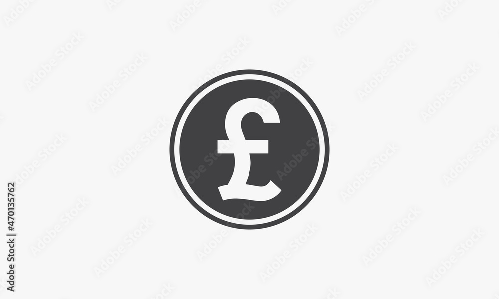 circle icon coin pound sterling isolated on white background. circle icon coin pound sterling isolated on white background.