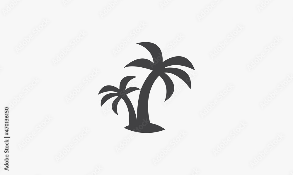 simple icon tree palm coconut isolated on white background.