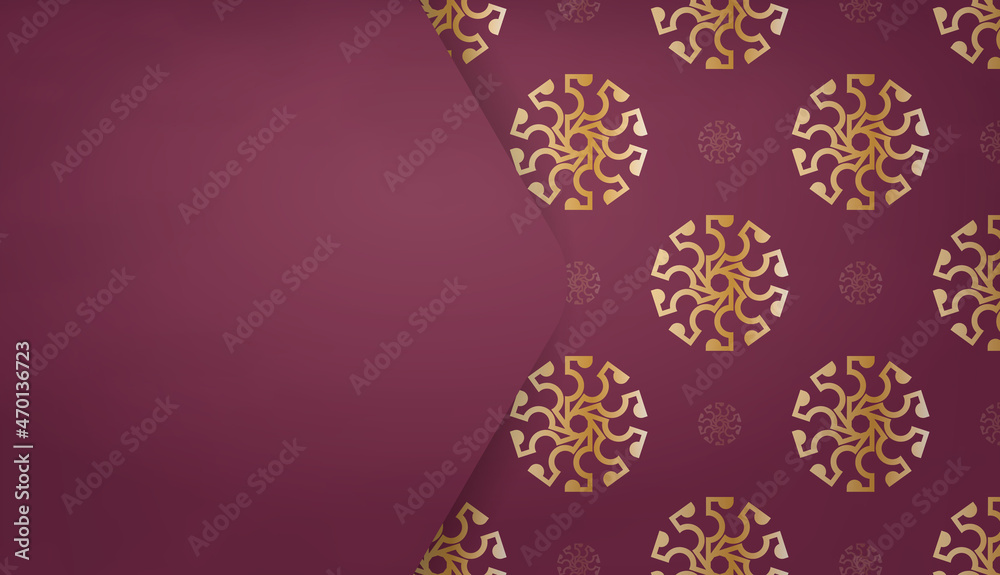 Burgundy banner with vintage gold ornaments and logo space