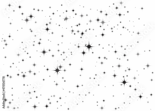 Fireworks star random source stream.  Falling Star. Stars on a white background.