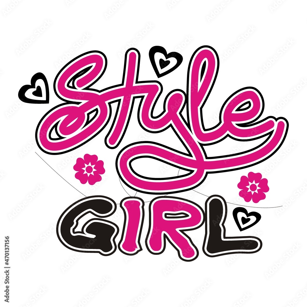 Obraz premium style girl vector illustration editable - romance quotes best for print on shirt