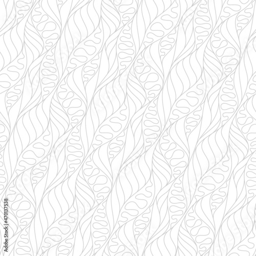 Seamless linear pattern with thin curl lines and scrolls. Monochrome stilized abstract floral pattern. Decorative lattice background. Stylish swatch for design.