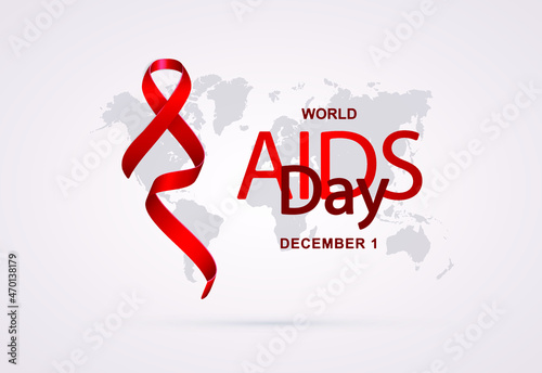 World AIDS Day Banner. 1 December Aids Awareness. World Aids Day concept. Red Ribbon. Web banner, poster, postcard. Icons.
