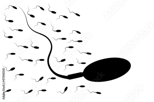
Sperm isolated on white background. Sperm that runs towards the egg. Insemination symbol. Abstract icon goal. Spermatozoon competition concept. Fertility sign. Moving sperm. Stock vector illustration