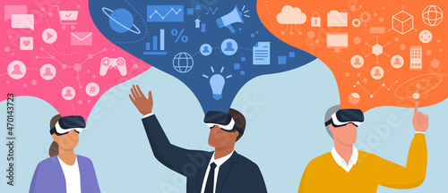 People wearing VR goggles and experiencing virtual reality