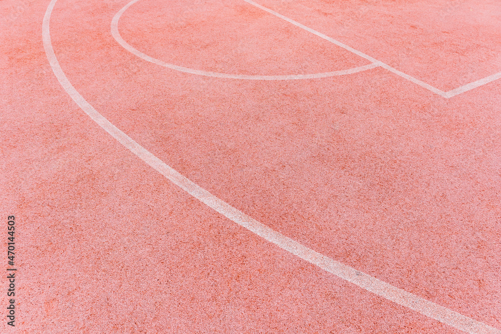 basketball court with pink rubber markup lines coating texture pattern