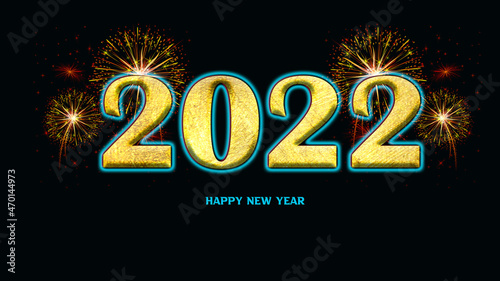 happy new year gold color and black background 