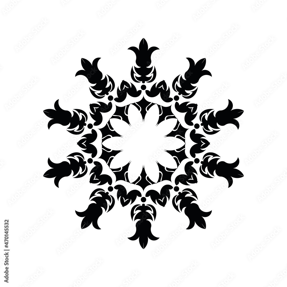 Obraz premium Simple Mandala Shape for Coloring. Vector Mandala. Floral. Flower. Oriental. Book Page. Outline.