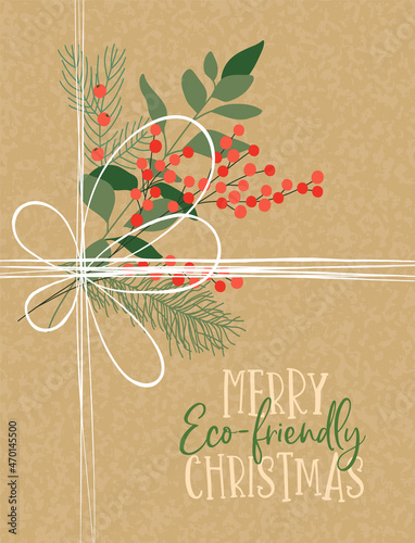 Merry christmas eco friendly gift nature card