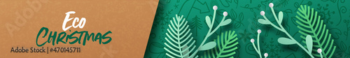 Merry Christmas green eco paper nature banner