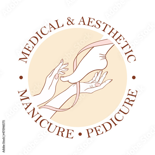 logo nail master, manicure, pedicure, business card, simple stylish icons for spa beauty salons, foot care