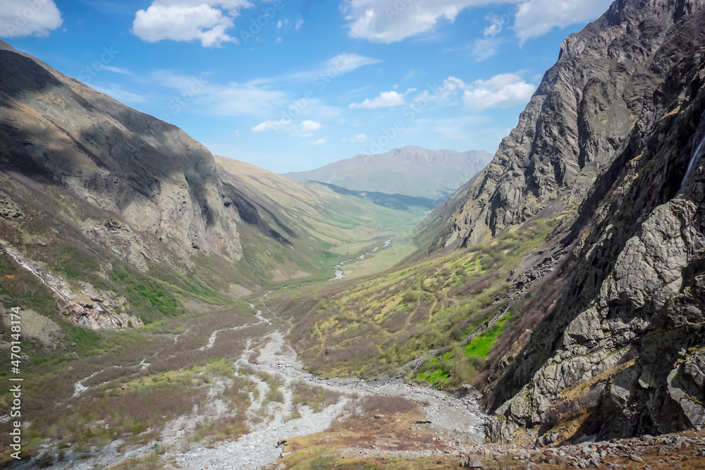 Fototapeta premium Beautiful Midagrabin valley in spring in North Ossetia
