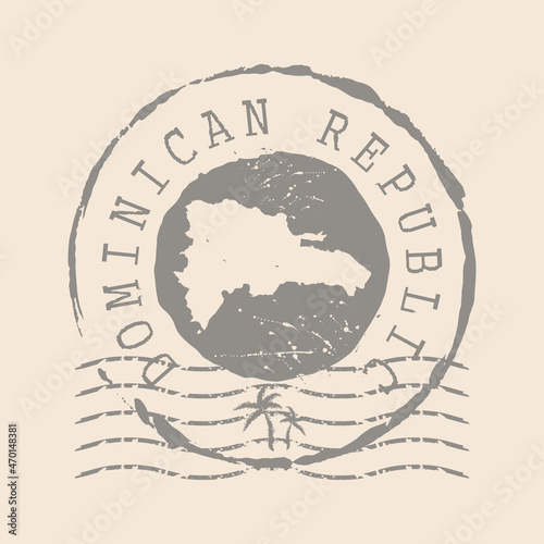 Dominican Republic Stamp Postal. Map Silhouette rubber Seal.  Design Retro Travel. Seal of Map Dominican Republic grunge  for your web site design, app, UI.  EPS10.
