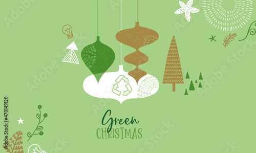 Merry Christmas green eco friendly ornament card