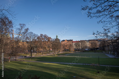 View over the park Vasaparken in the district Vasastan a sunny autumn day in Stockholm