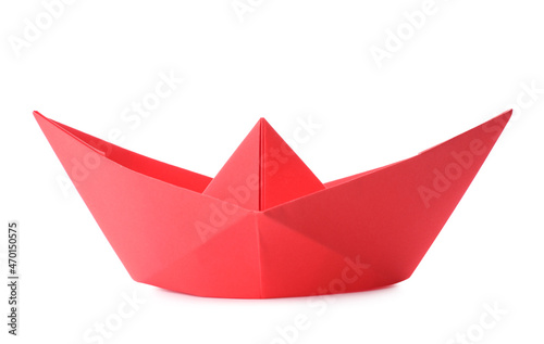 Wallpaper Mural Handmade red paper boat isolated on white. Origami art Torontodigital.ca