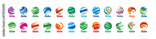 A set of abstract vector logos of the global network