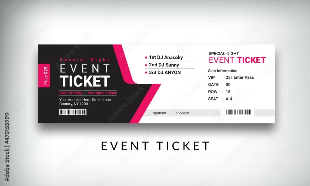 Event Ticket template vector design