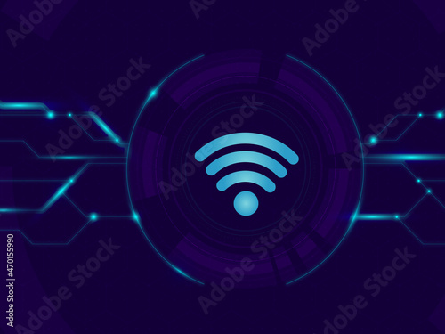 2d illustration wifi sign with background 