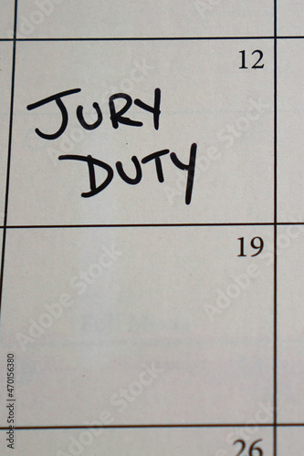 Handwritten calendar reminder for jury duty