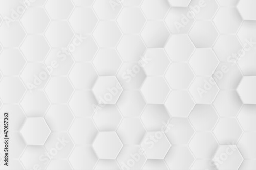 Fototapeta Naklejka Na Ścianę i Meble -  Abstract white hexagon background with shadow. Hex object space for create Cover or Banner in world wide web. 