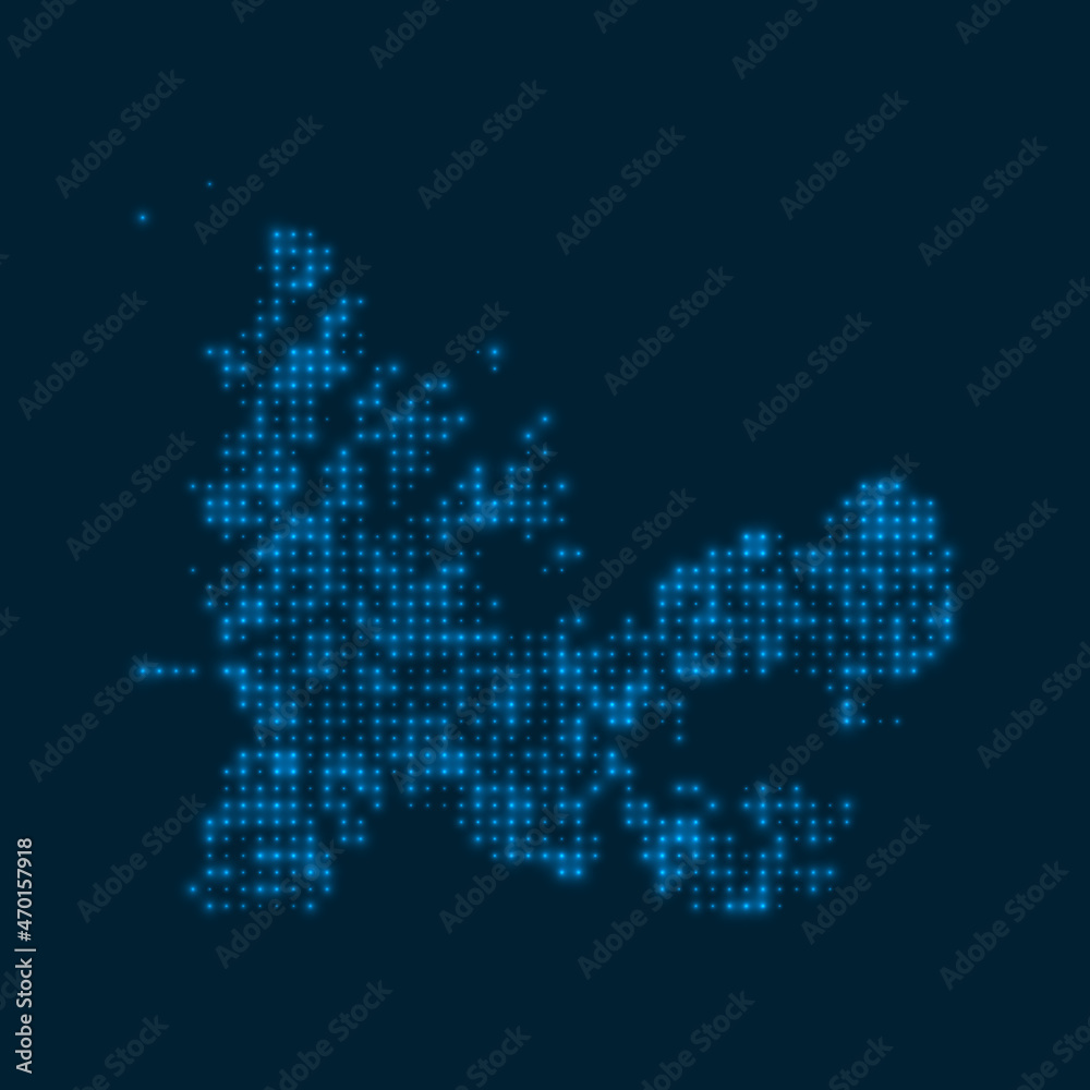 TAAF dotted glowing map. Shape of the country with blue bright bulbs. Vector illustration.