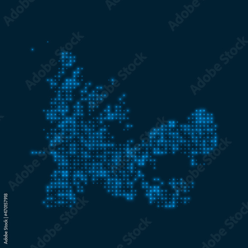 TAAF dotted glowing map. Shape of the country with blue bright bulbs. Vector illustration.