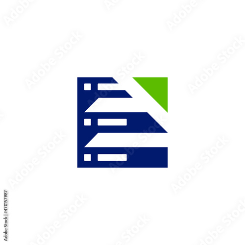 Abstract letter E logo design template. dark blue and green Color pixel creative sign. Universal vector icons. Digital Data Concepts, vision, data, technology Icons. logo vector template